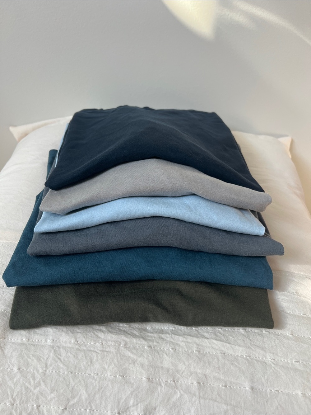 True Classic 6 Stacked Short-Sleeve Men's Tees in Navy, Gray and Blue Tones